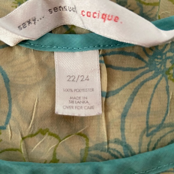 Cacique Women’s yellow Floral Chiffon Lingerie Sleep Set Tank Shorts Sheer 22/24 - Picture 7 of 11